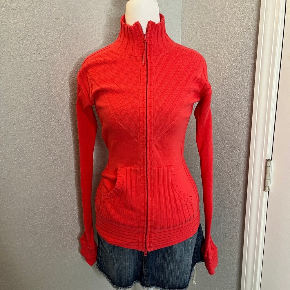 Athleta Red Ribbed Jacket - Picture 9 of 10